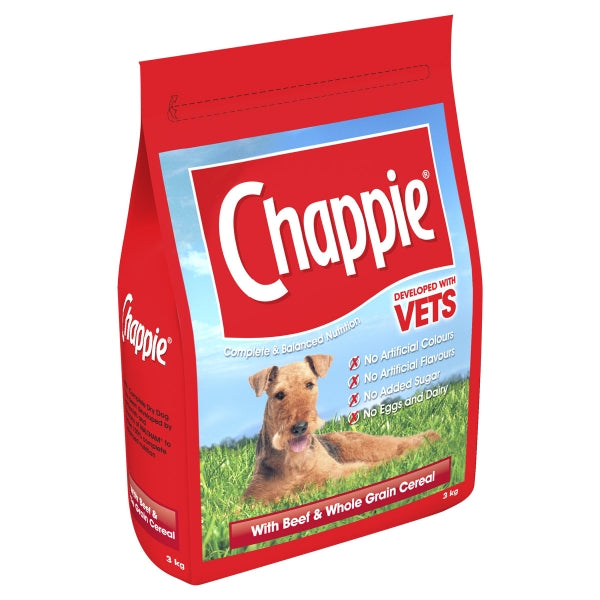 Chappie Complete Adult Dry Dog Food Beef & Wholegrain Cereal 3kg