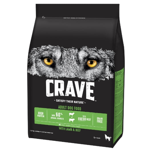 Crave Grain Free Adult Dry Dog Food Lamb & Beef 11.5kg