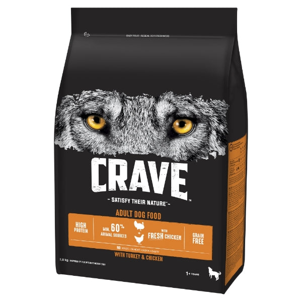 CRAVE Adult Turkey & Chicken Dry Dog Food  2.8kg