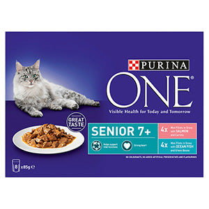 Purina ONE Wet 7+ Senior Cat Food Salmon and Ocean Fish 8x85g Pouches