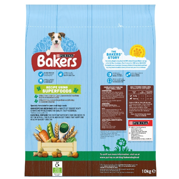 Bakers Complete Small Dog Beef & Vegetables Dry Dog Food 10kg