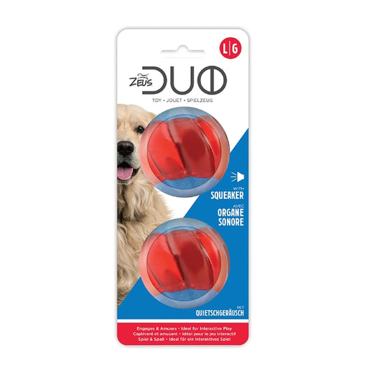 Zeus Duo Ball with Squeaker 6.3cm 2 Pack