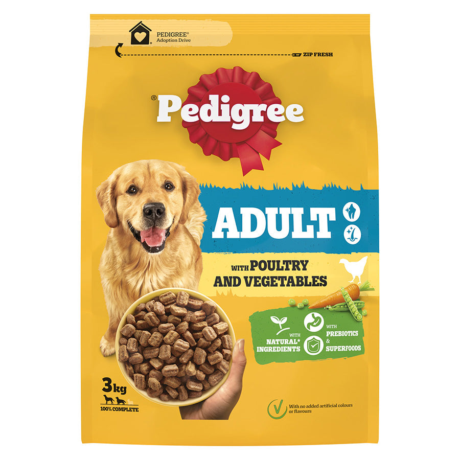 Pedigree Complete Adult Dry Dog Food Poultry & Veg 3kg