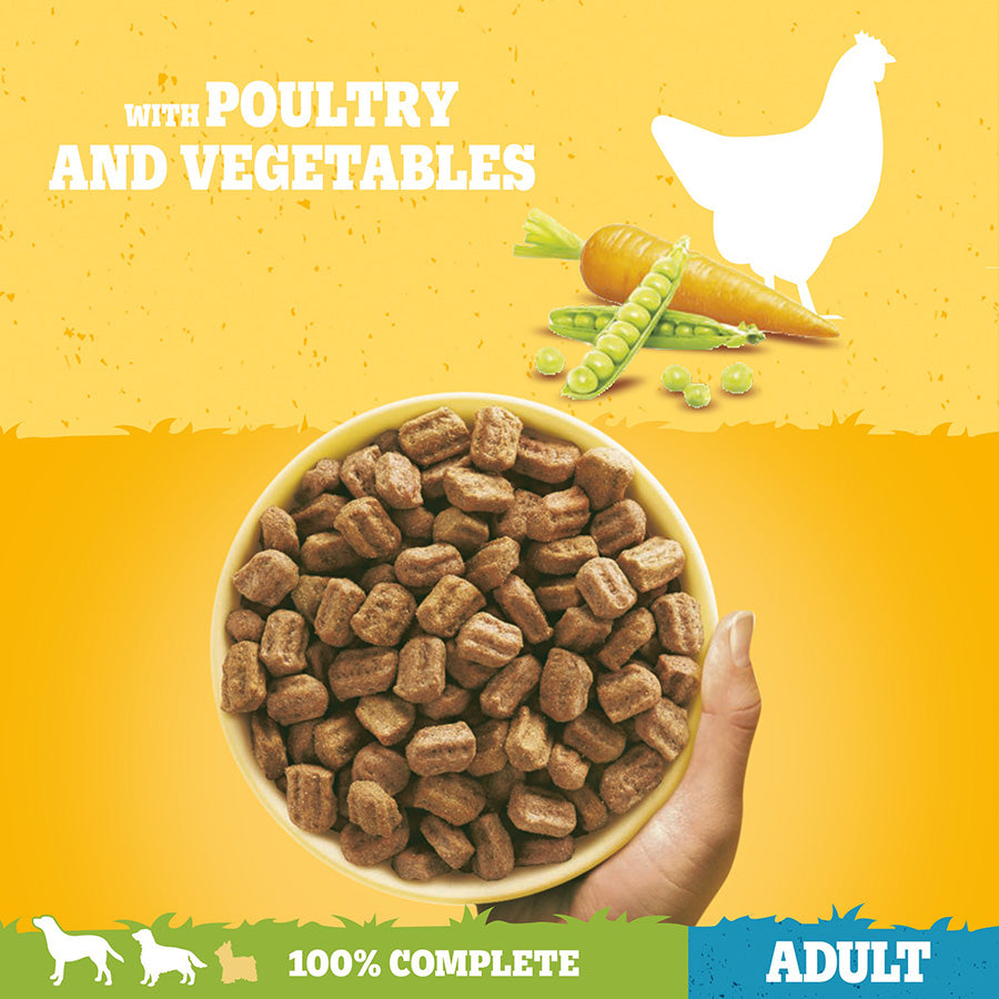 Pedigree Complete Adult Dry Dog Food Poultry & Veg 3kg