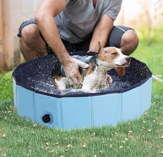 PawHut Foldable Dog Paddling Pool Pet Cat Swimming Pool Indoor/Outdoor Collapsible Summer Bathing Tub Shower Tub