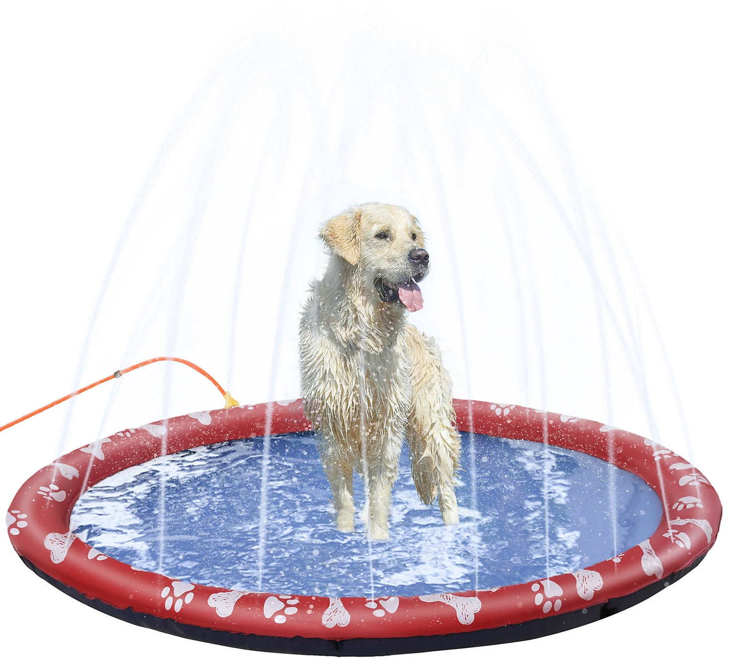 PawHut 170cm Splash Pad Sprinkler for Pets Dog Bath Pool Water Game Mat Toy Non-slip Outdoor Backyard