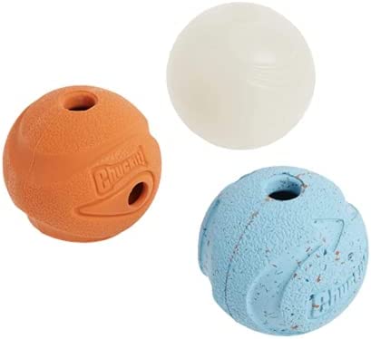 ChuckIt! Fetch Medley Gen 1 Rubber Dog Balls, The Whistler, Max Glow & Rebounce Balls for Dogs, Durable High Bounce Launcher Compatible Dog Toy, Medium, 3 Pack - Pets Universe