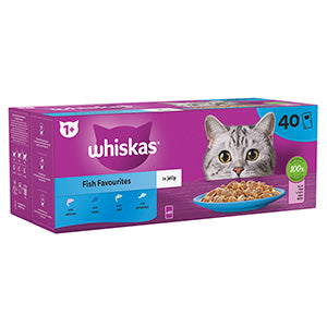 Whiskas Wet 1+ Adult Cat Food Fish Favourites in Jelly 40x85g Pouches