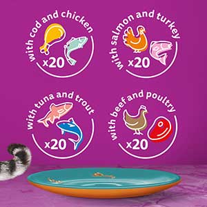 Whiskas Wet 1+ Adult Cat Food Duo Surf and Turf in Jelly 80x85g Pouches