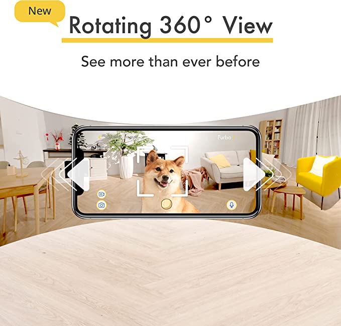 Furbo 360° Dog Camera: [New 2022] Rotating 360° View Wide-Angle Pet Camera with Treat Tossing, Colour Night Vision, 1080p HD Pan, 2-Way Audio, Barking Alerts, WiFi, Designed for Dogs - Pets Universe