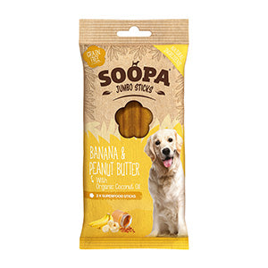 Soopa Banana and Peanut Butter Jumbo Stick All Natural Dog Treats 170g - Pets Universe